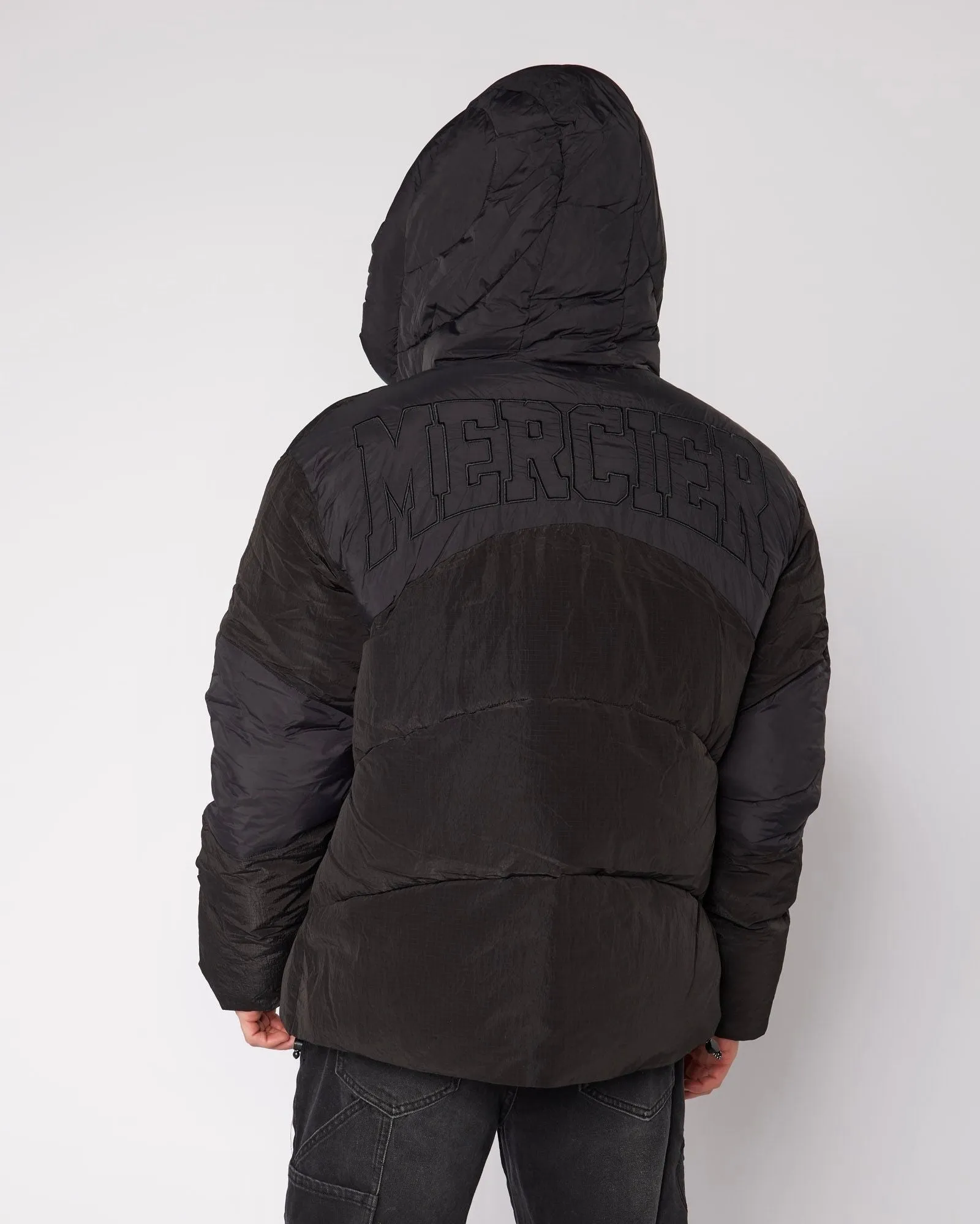 Black Contrast Peak Puffer Jacket