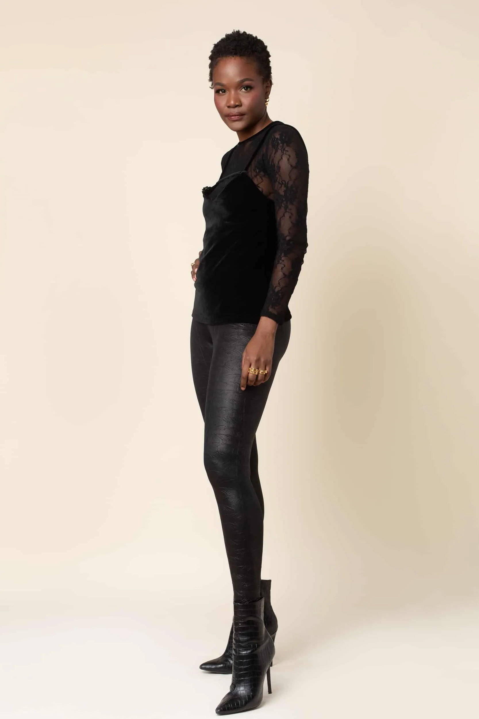 Black Nikita High Waist Snakeskin Legging