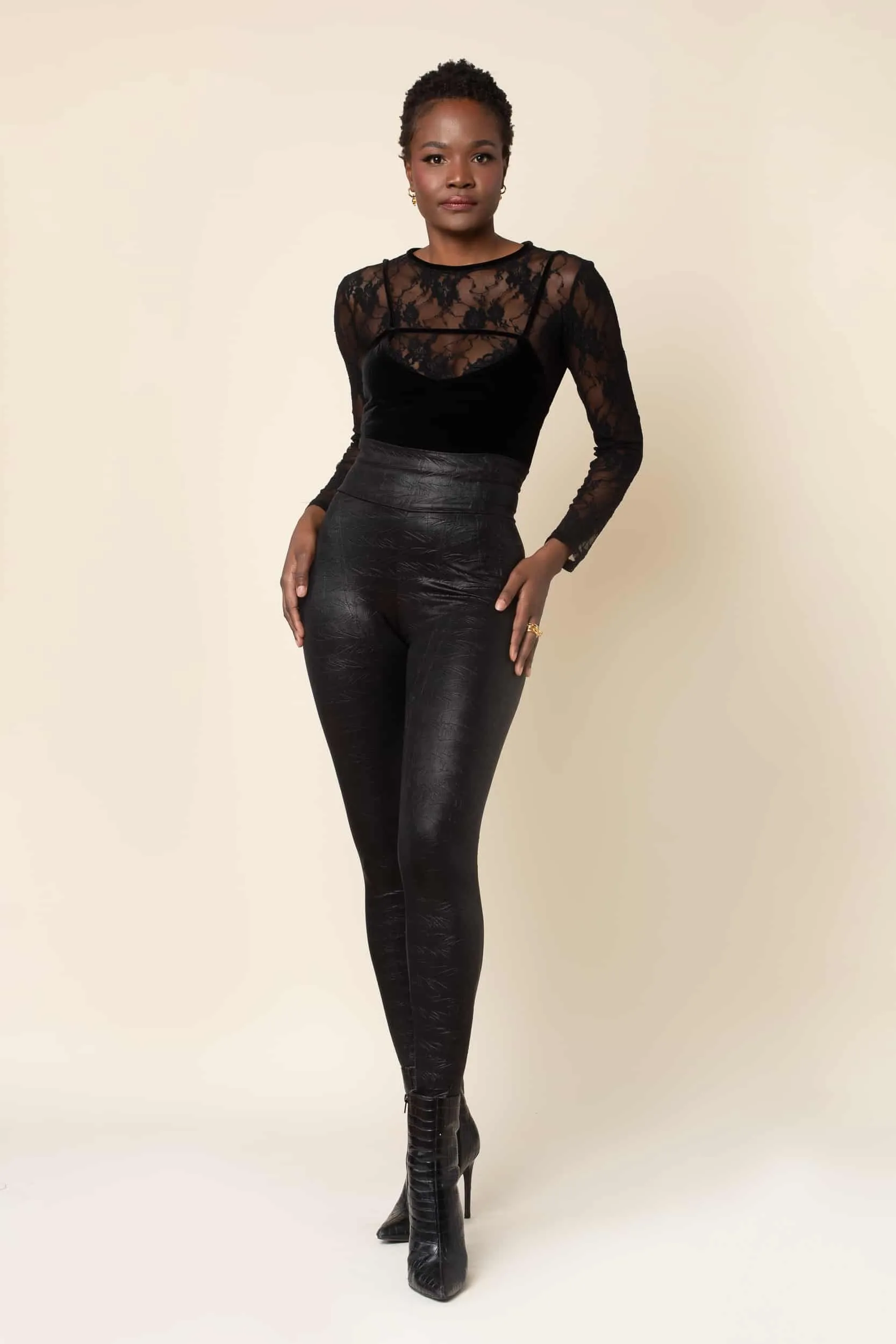 Black Nikita High Waist Snakeskin Legging