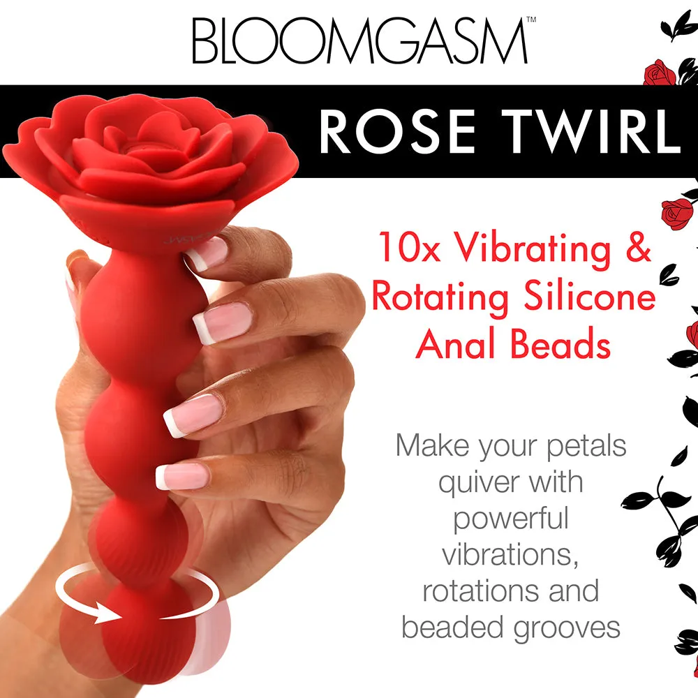 Bloomgasm Rose Twirl 10X Vibrating & Rotating Silicone Anal Beads