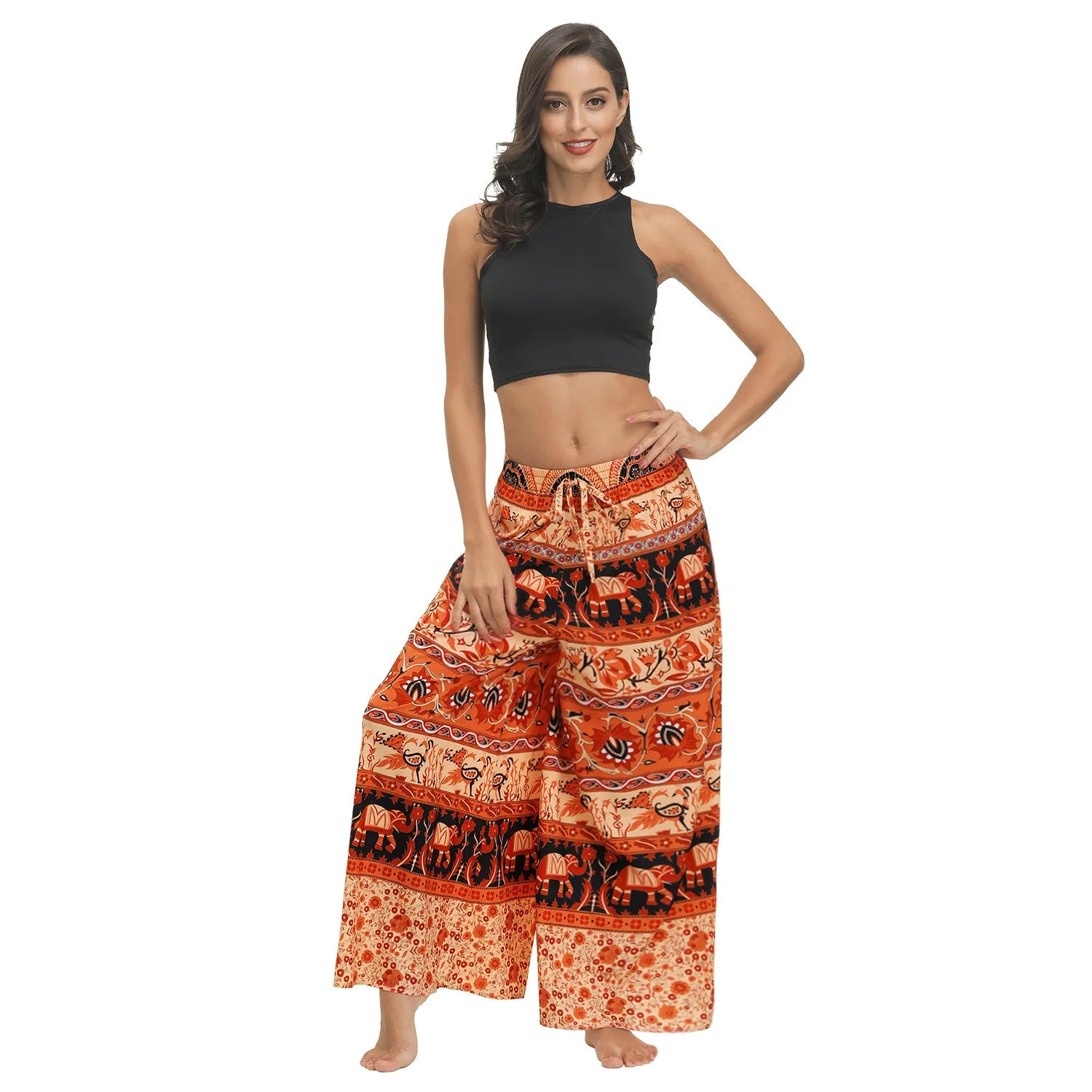 Bohemian Print Ethnic Loose Wide-leg Pants