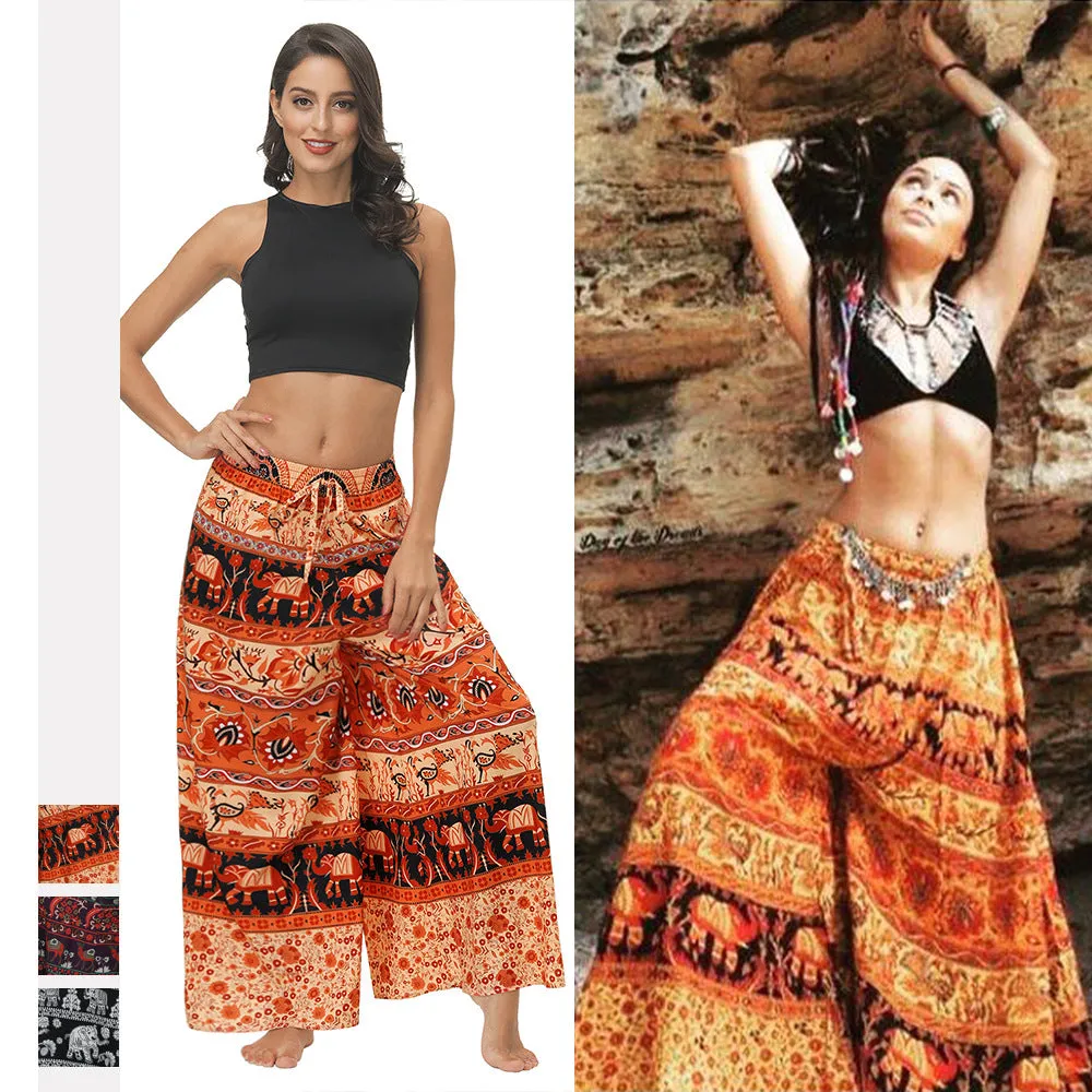 Bohemian Print Ethnic Loose Wide-leg Pants