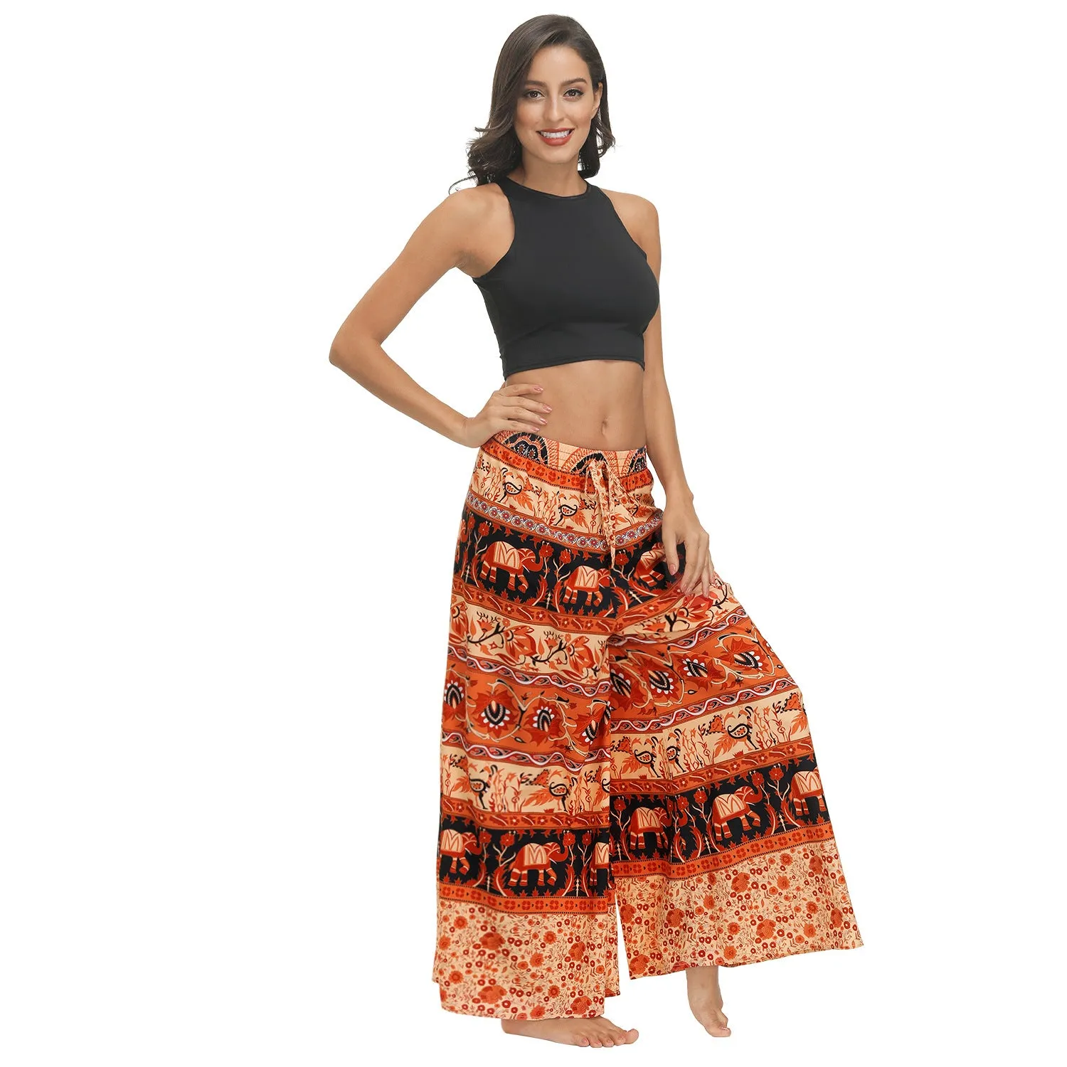 Bohemian Print Ethnic Loose Wide-leg Pants