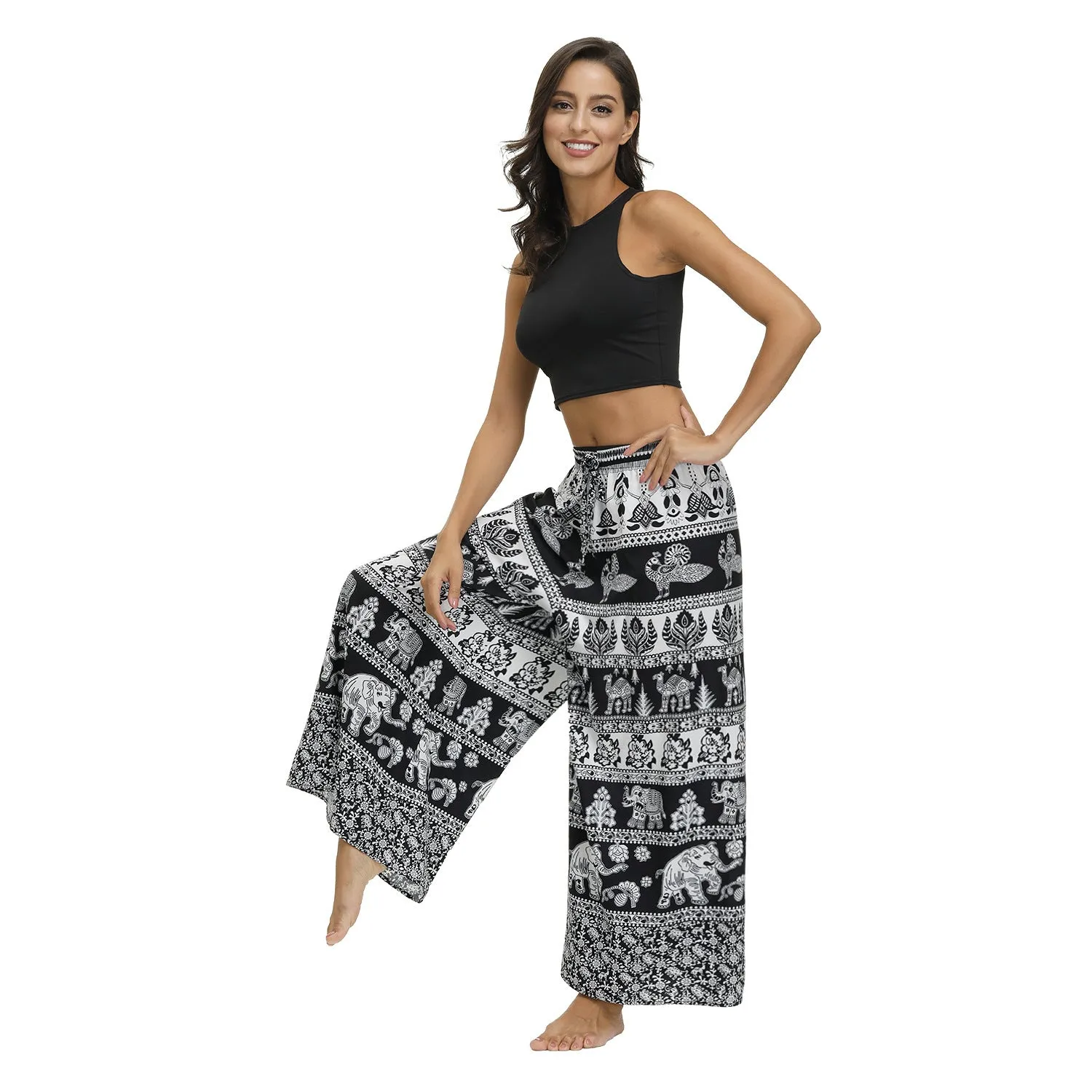 Bohemian Print Ethnic Loose Wide-leg Pants