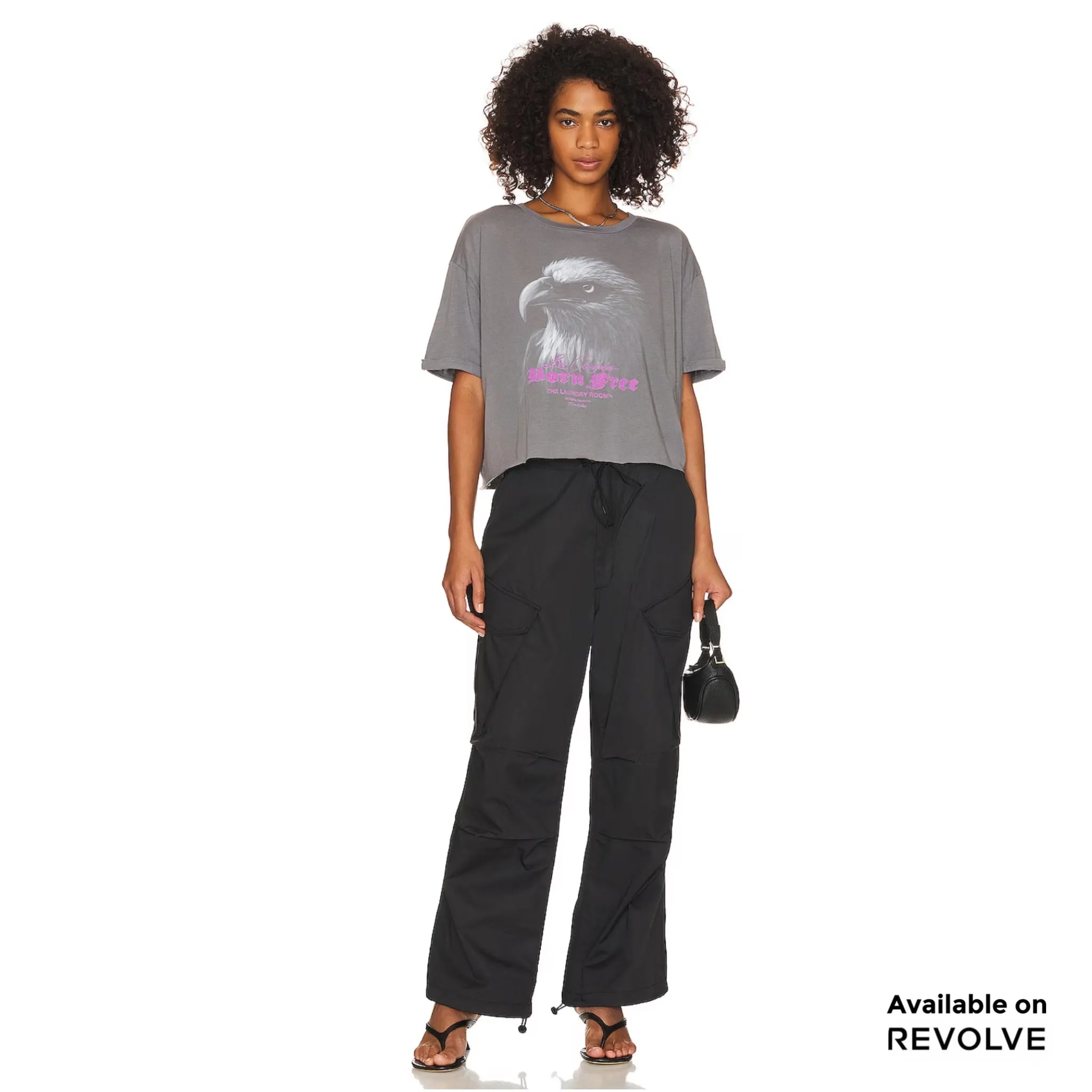 Born Free - Crop Oversized Tee - Gravity Grey