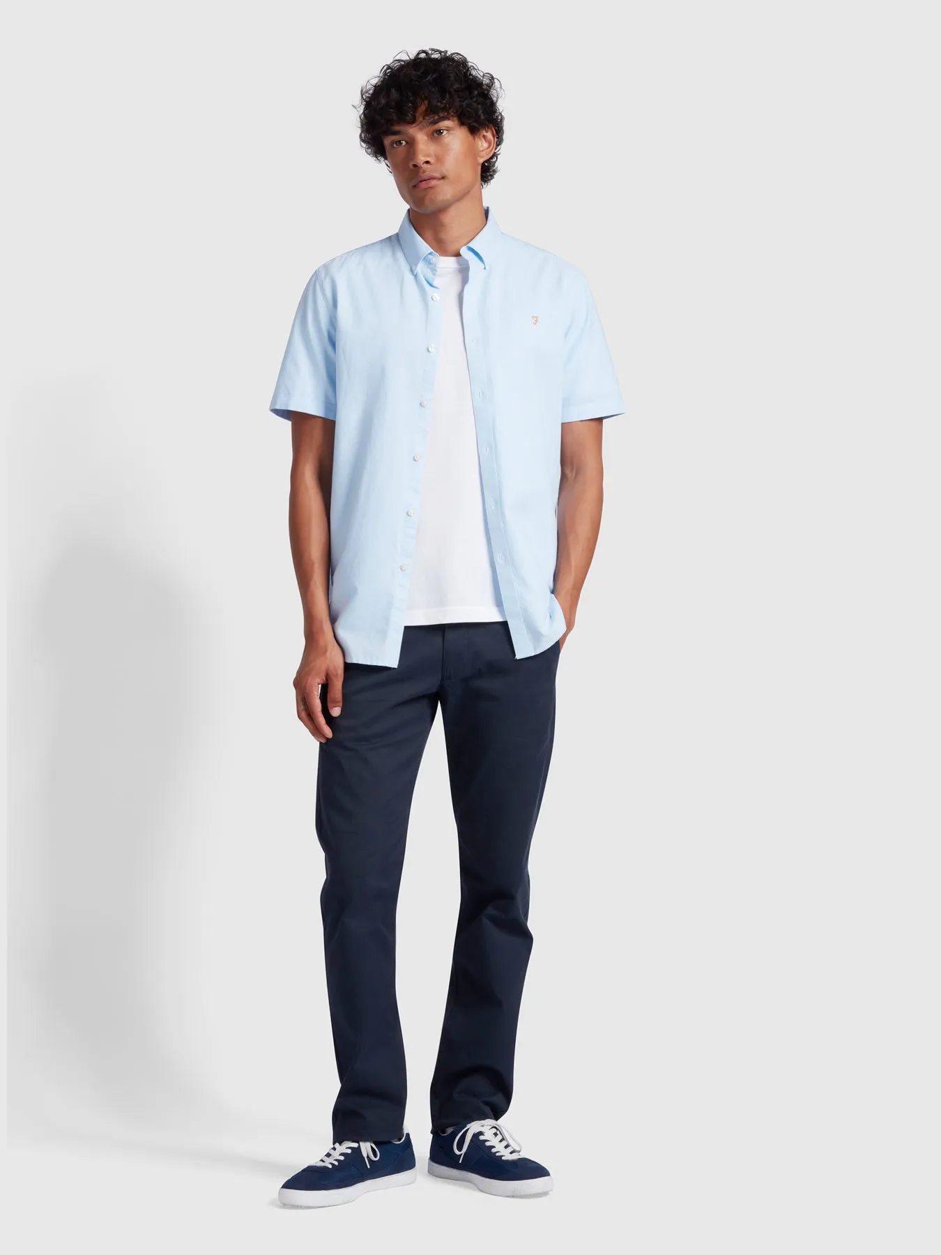 Brewer Short Sleeve Oxford Shirt In Sky Blue