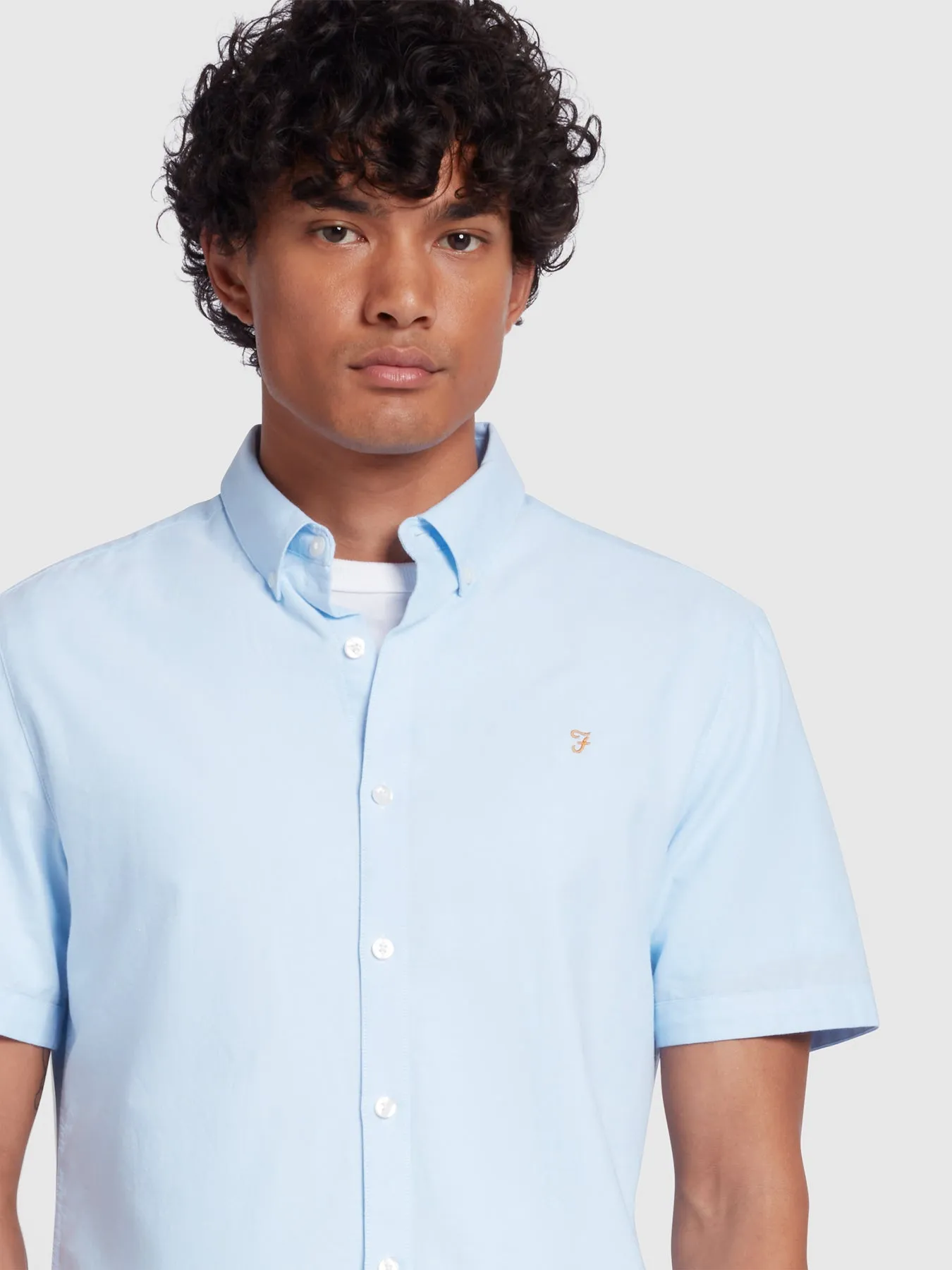 Brewer Short Sleeve Oxford Shirt In Sky Blue