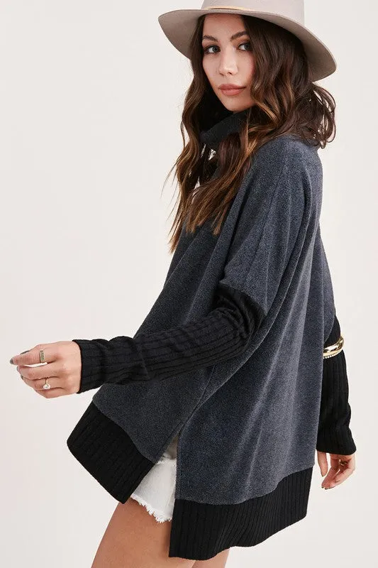 Brushed Knit Turtleneck Top