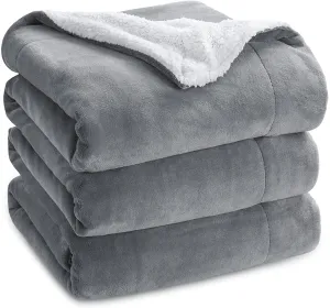 BSB HOME® All Season Micromink Sherpa Blanket | Ultrasoft & Luxurious for Bed, Sofa, Patio, Couch - Single, 60x90 inches | Black and White