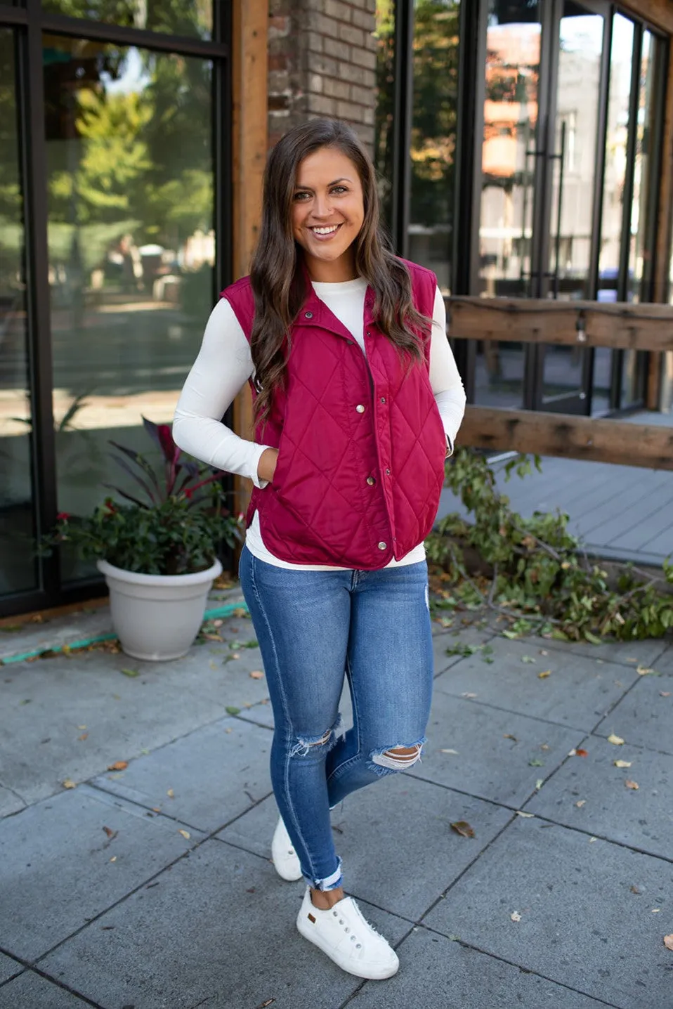 Burgundy Quilted Lightweight Vest (SM-3X)