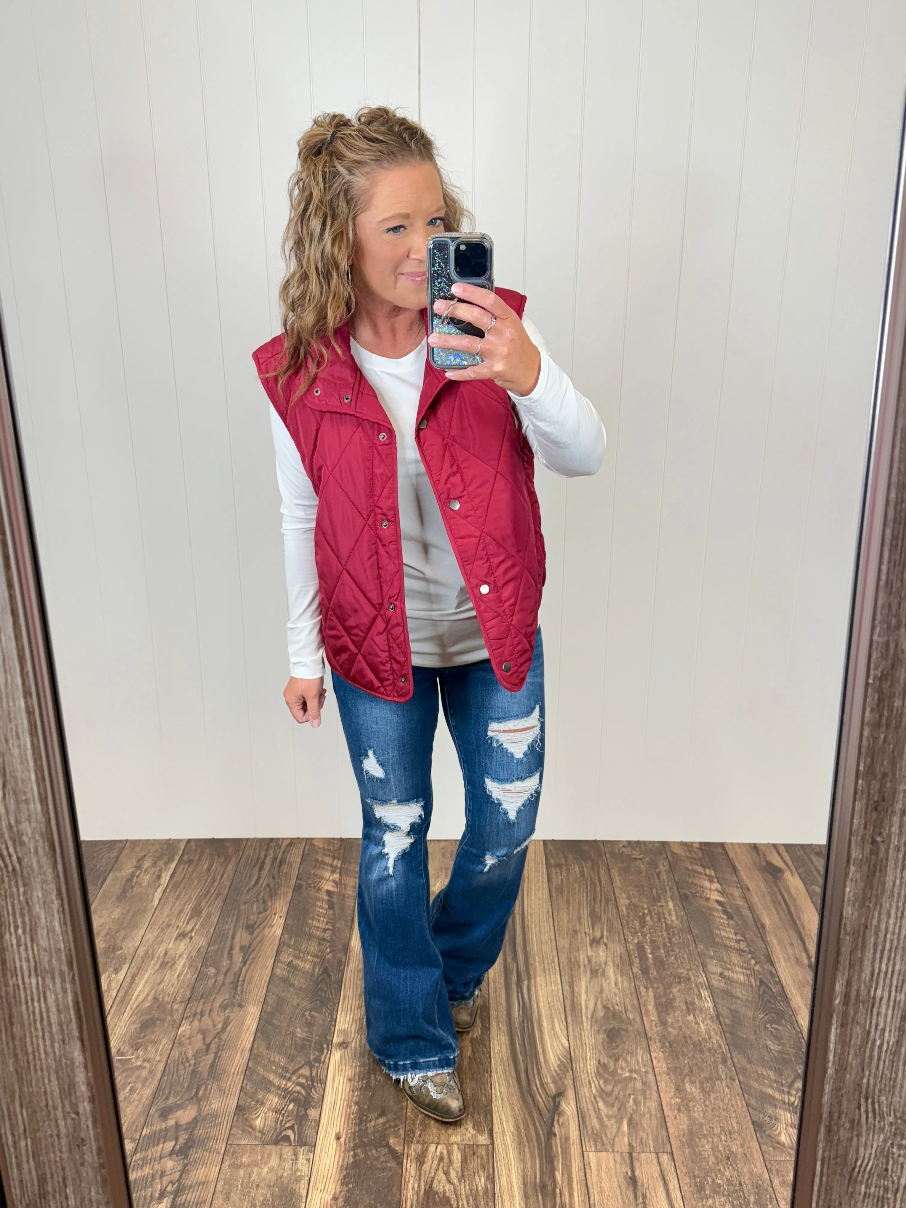 Burgundy Quilted Lightweight Vest (SM-3X)