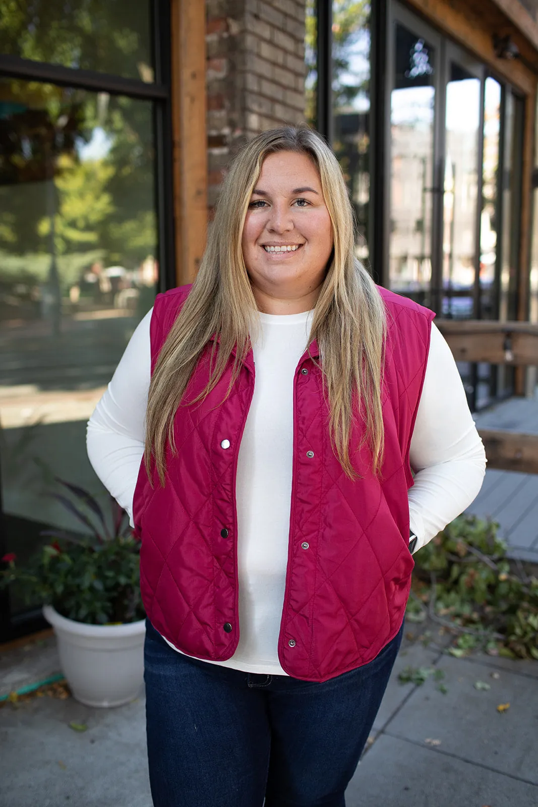 Burgundy Quilted Lightweight Vest (SM-3X)