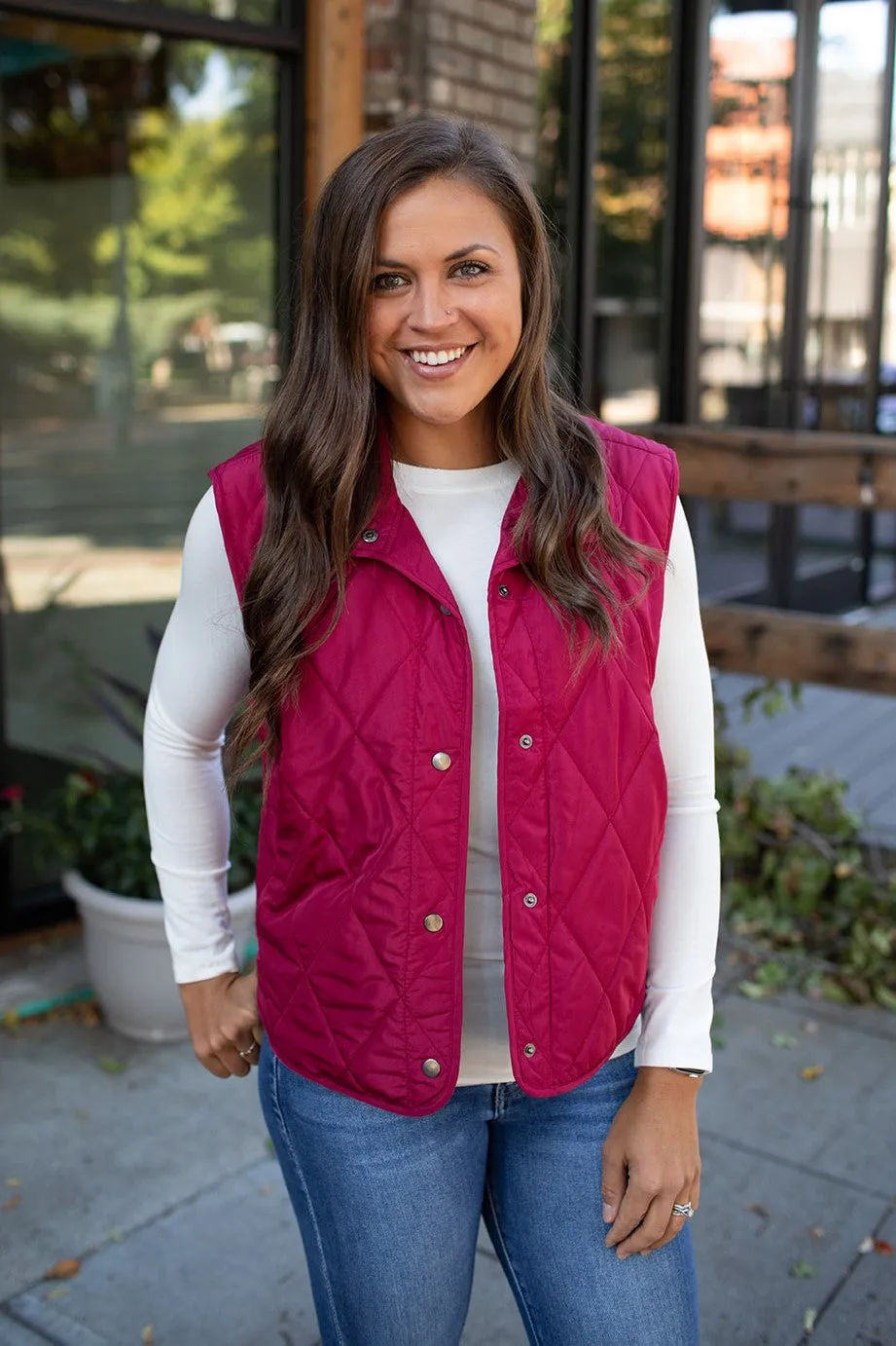 Burgundy Quilted Lightweight Vest (SM-3X)