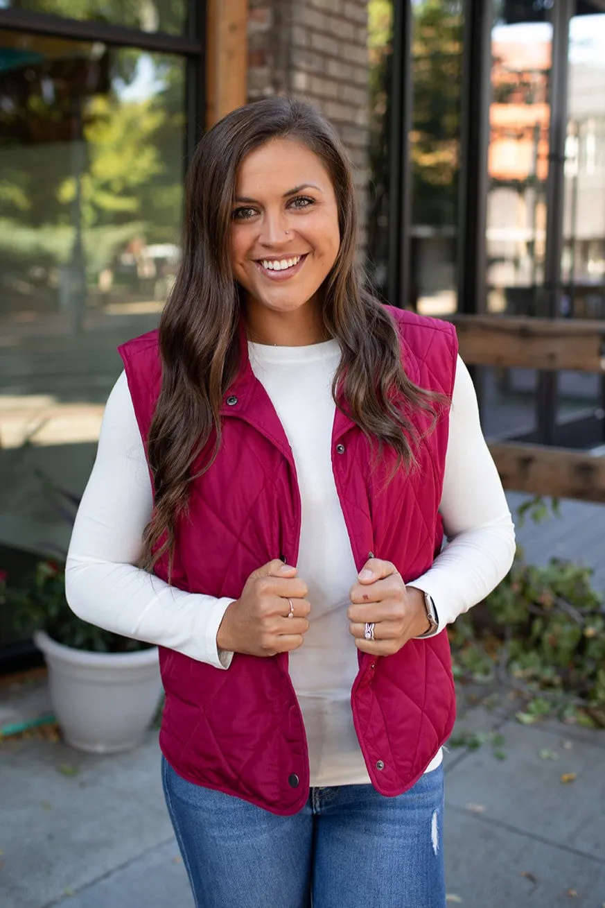 Burgundy Quilted Lightweight Vest (SM-3X)