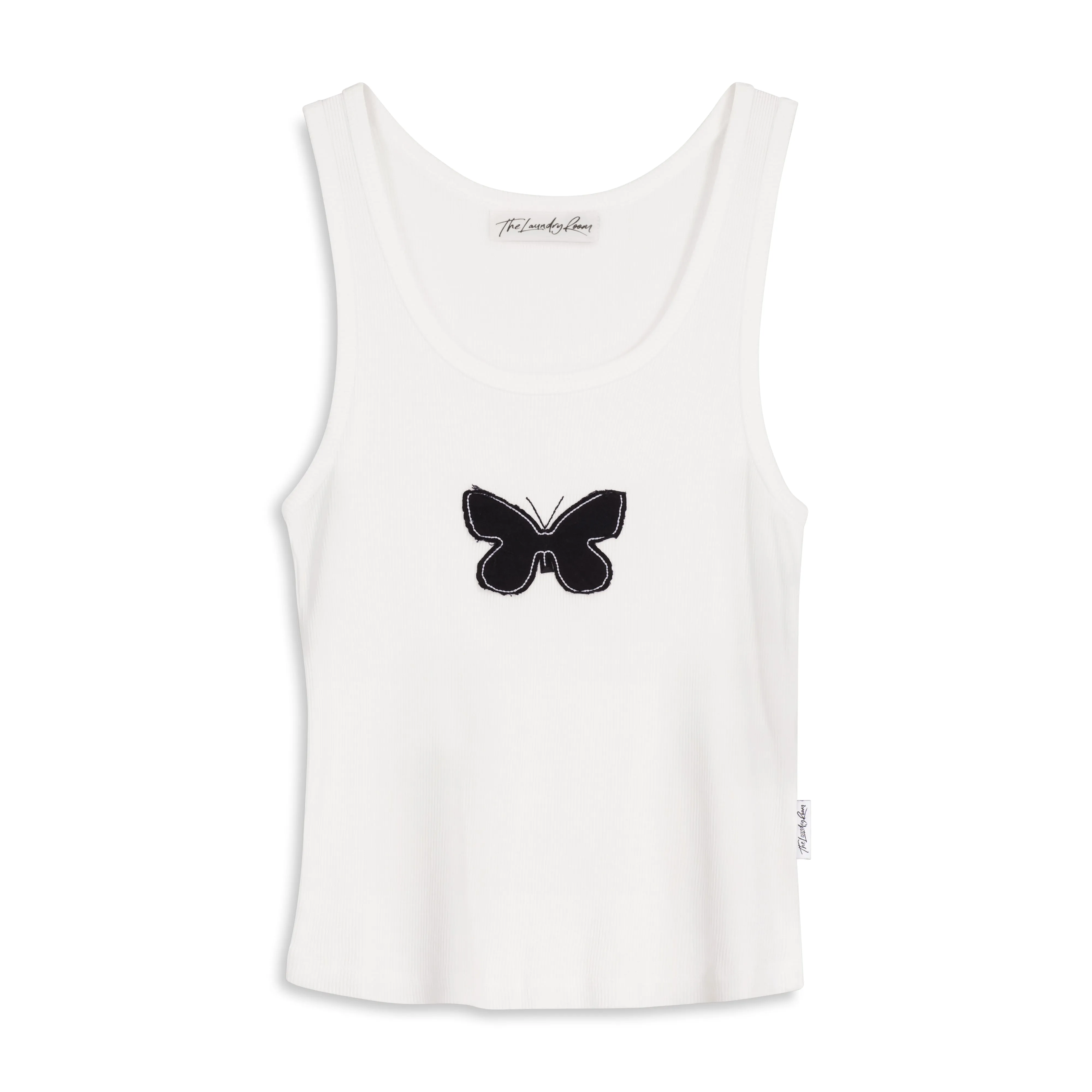 Butterfly Stitch - Rib Tank - White