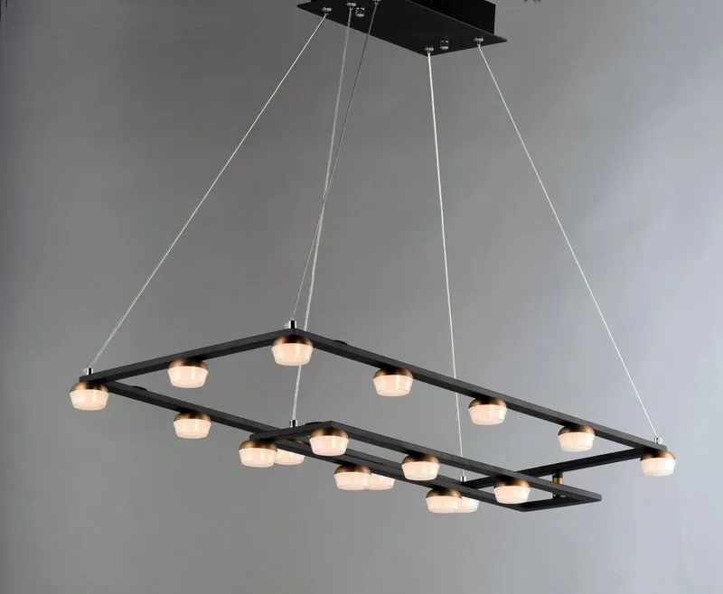 Button 15.75" 18 Light Suspension Pendant in Black and Gold