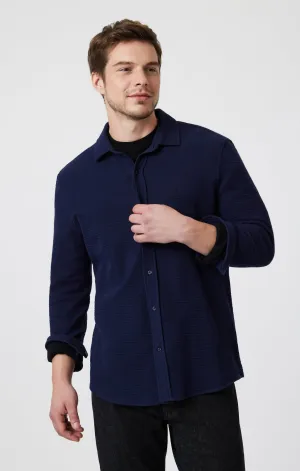 BUTTON-UP LONG SLEEVE SHIRT IN MARITIME BLUE