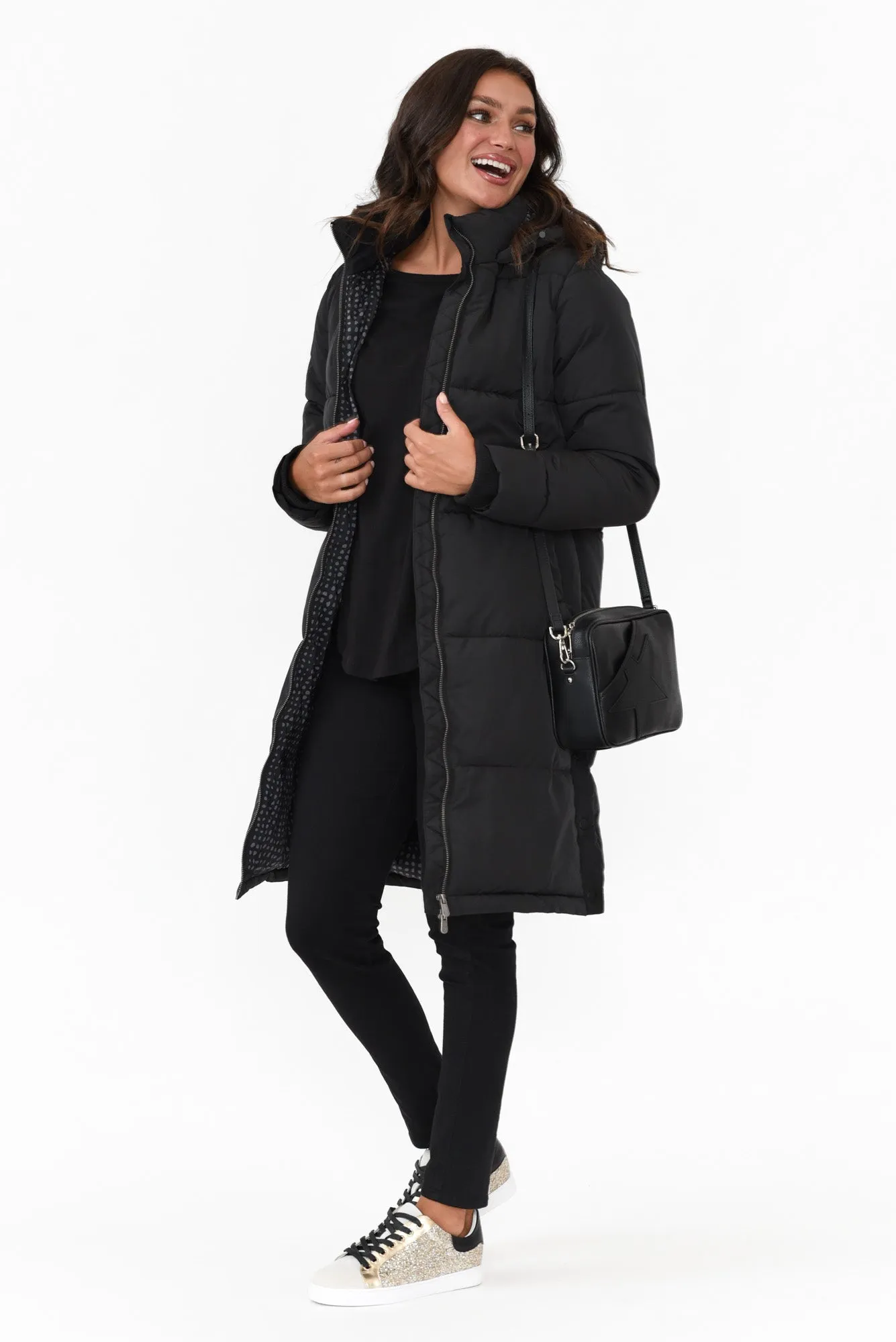 Camelia Black Puffer Jacket