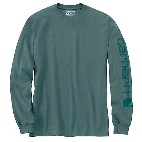 Carhartt Loose Fit Heavyweight Long Sleeve Logo Sleeve Graphic T-Shirt | Sea Pine Heather