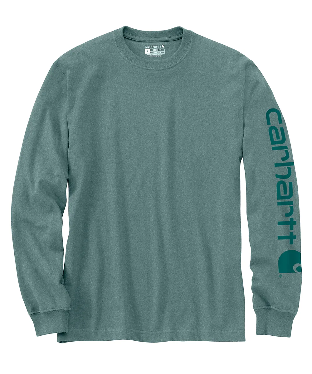 Carhartt Signature Sleeve Logo Long-Sleeve T-Shirt - Sea Pine Heather