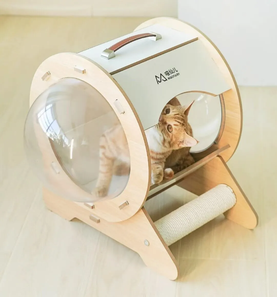 Cat Wooden Pet Bed Space Capsule with Cushion