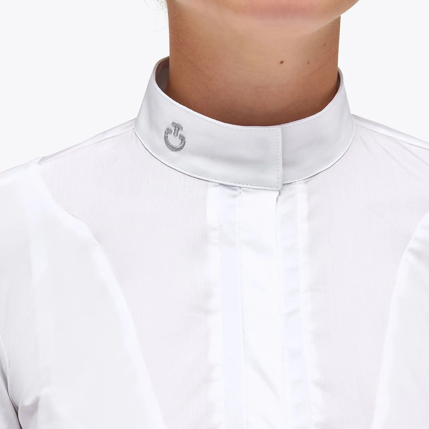 Cavalleria Toscana Poplin Bib Long Sleeve Show Shirt - White