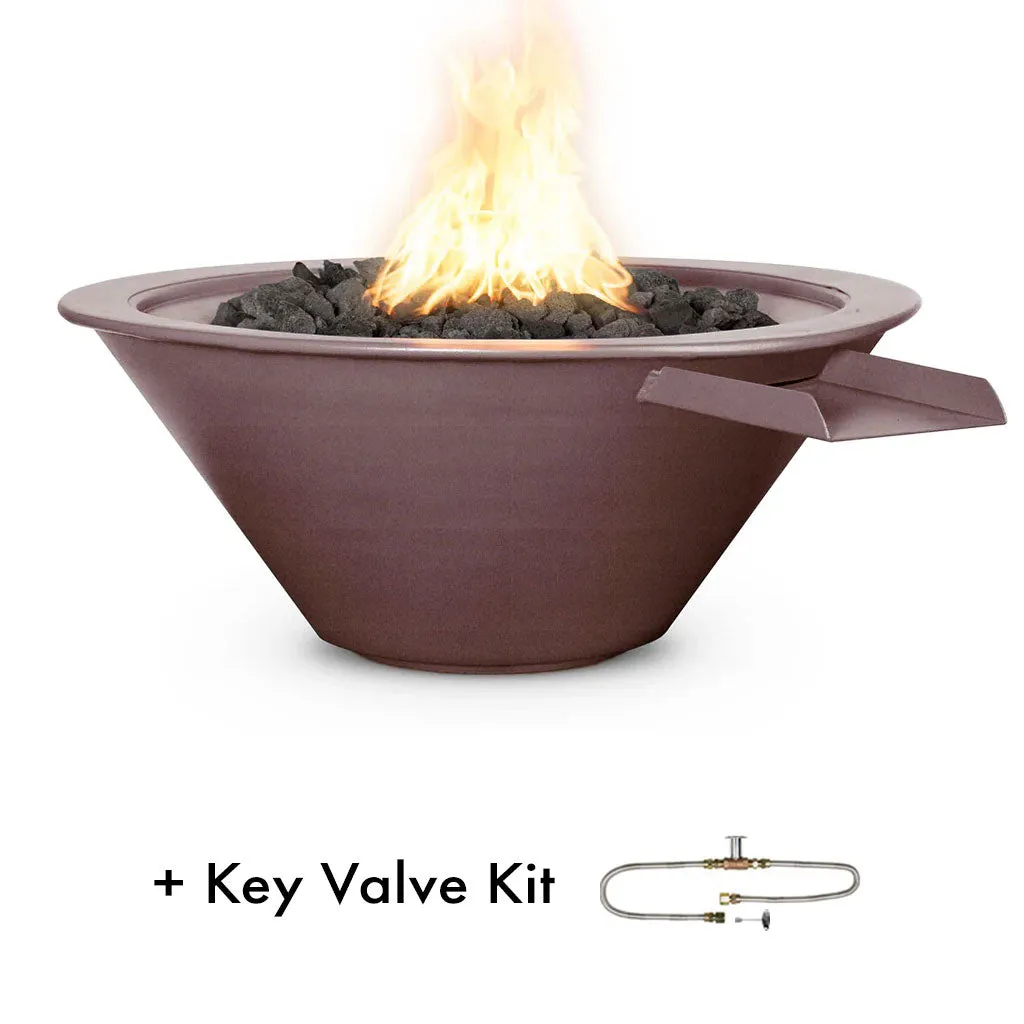 Cazo 30" Round Fire and Water Bowl, Powder Coated Metal - Pool Feature