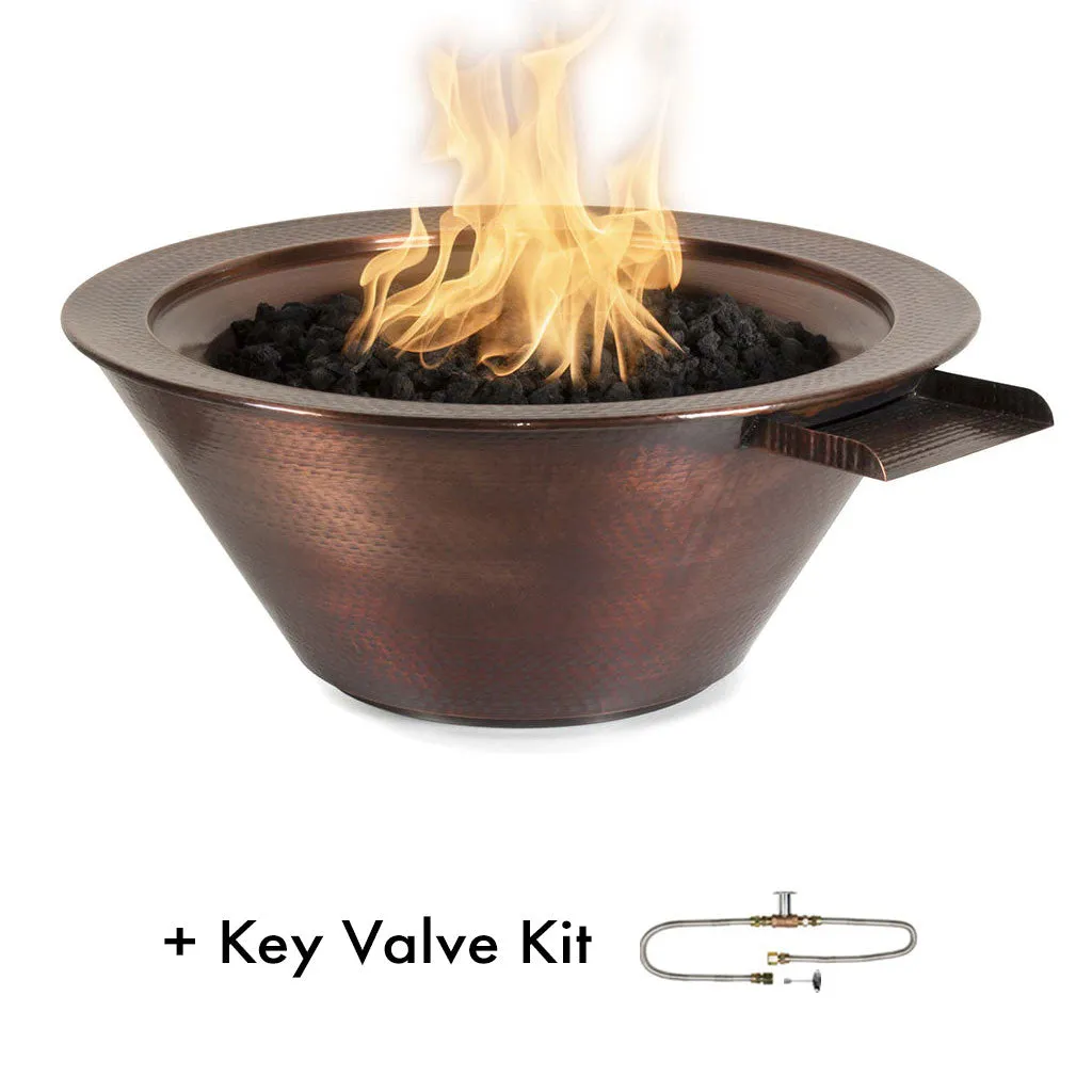 Cazo Round Hammered Copper Fire and Water Bowl - Pool Feature