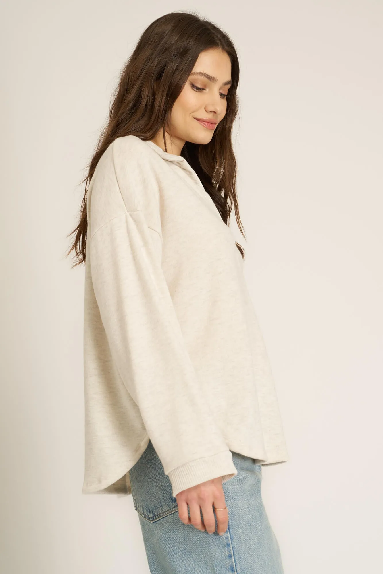 Chiara Cozy Collared Pullover - Oatmeal