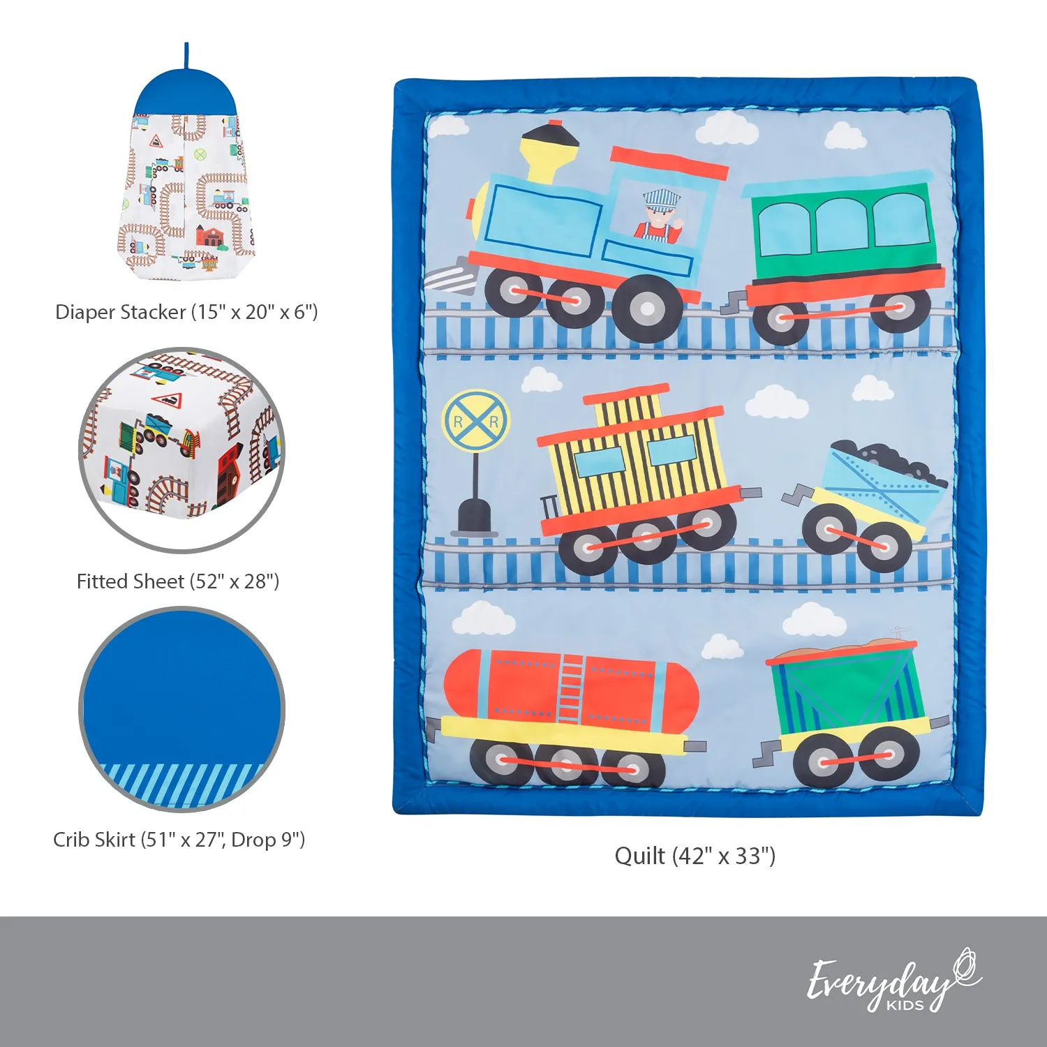 Choo Choo Train 4-Piece Crib Bedding Set