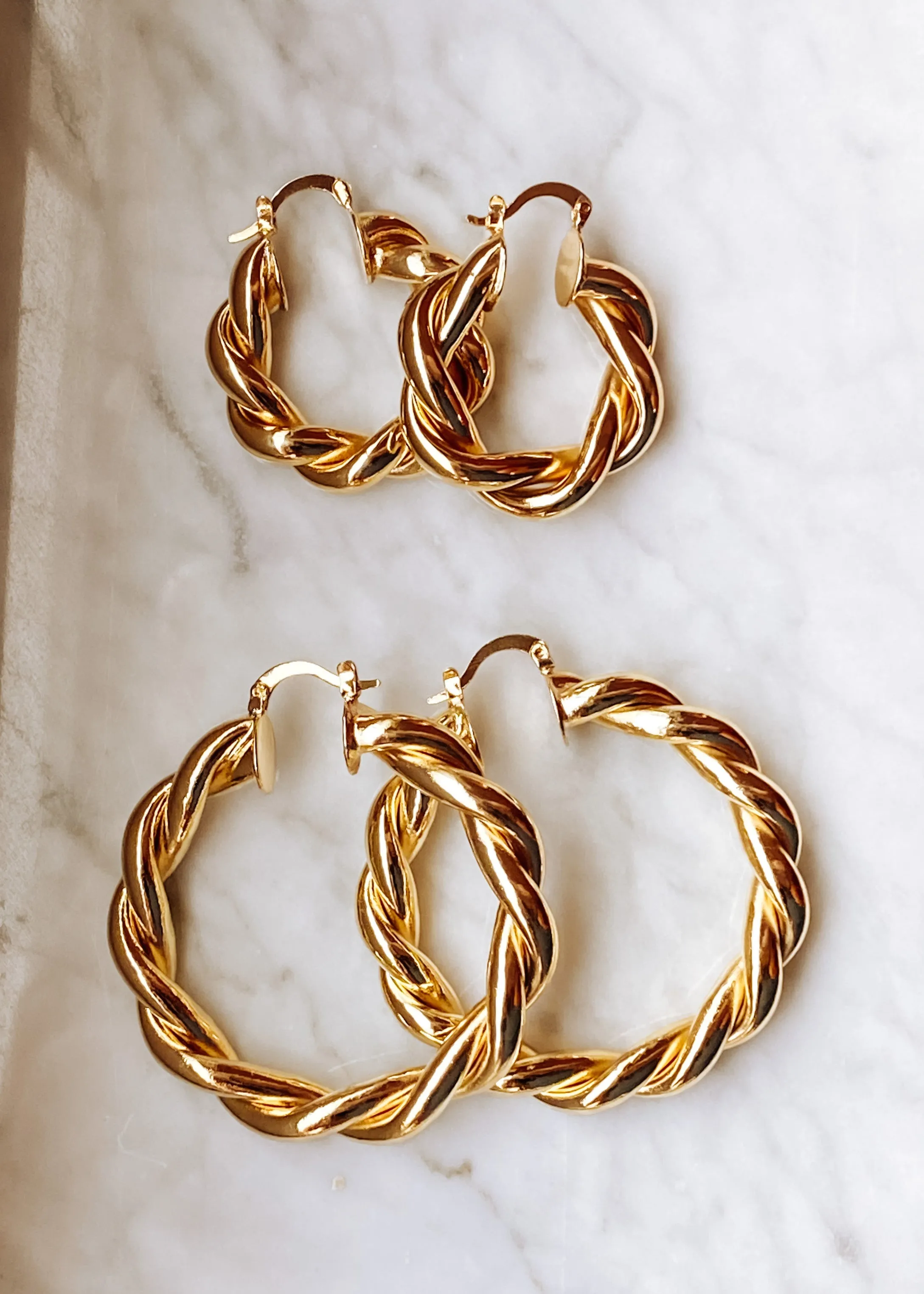 Chunky Twist Hoops (big) - Gold Filled