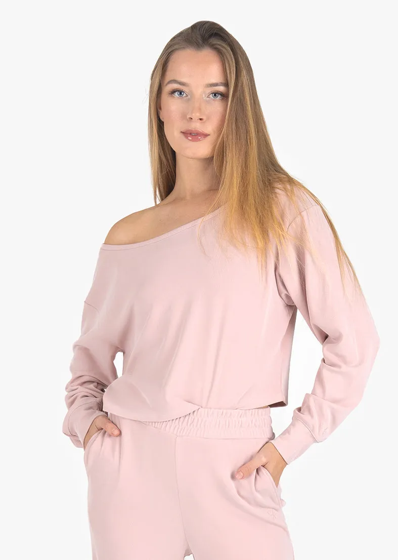 Cloudsoft Rib Off the Shoulder Top Blush