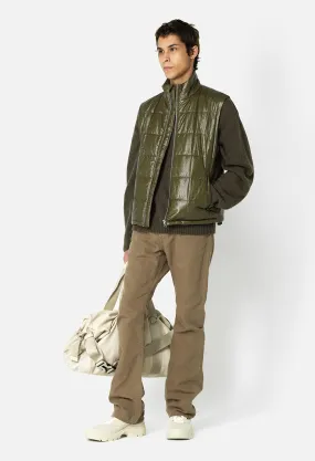 Coated Nylon Puffer Vest  / Olive