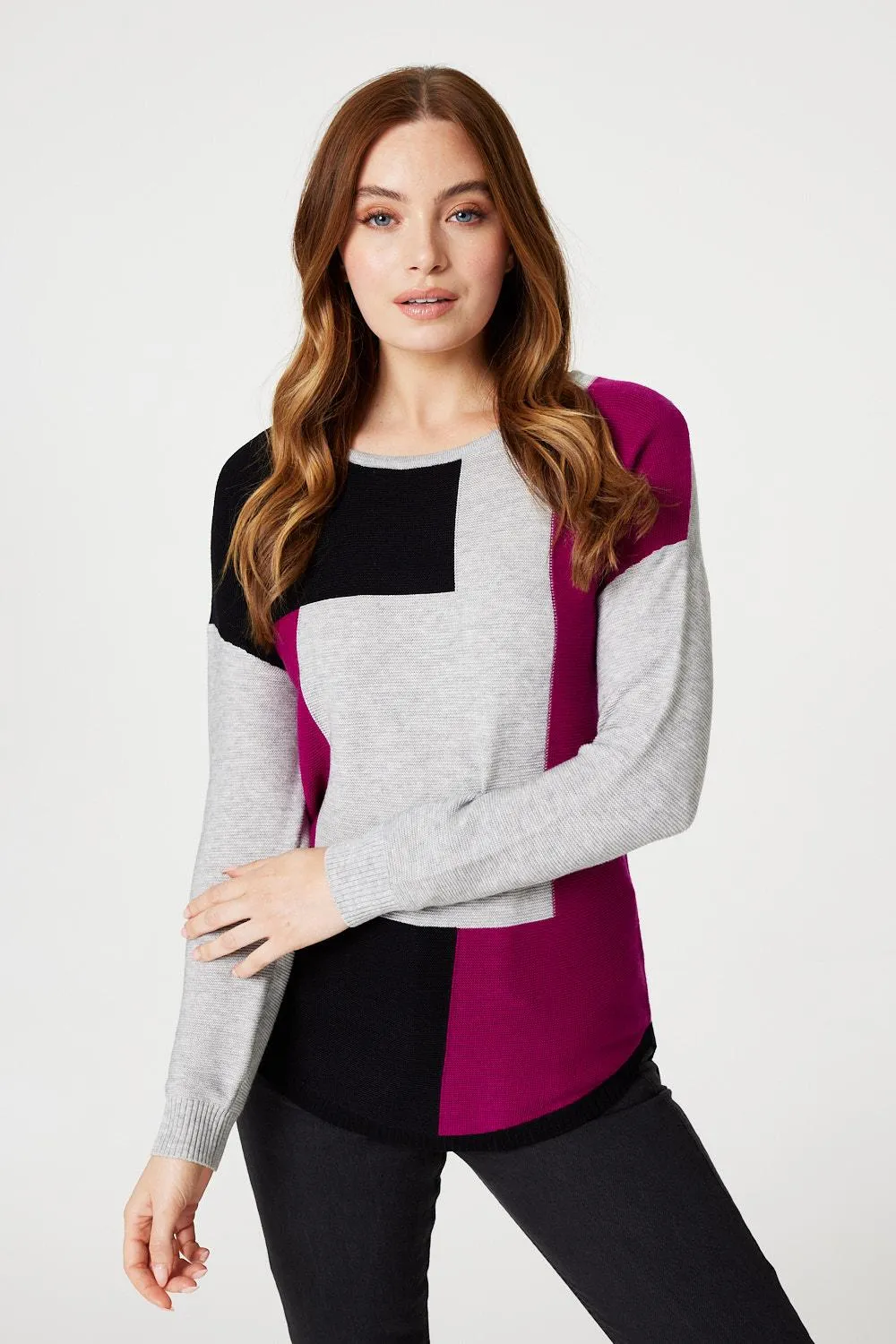 Colour Block Curve Knit Top