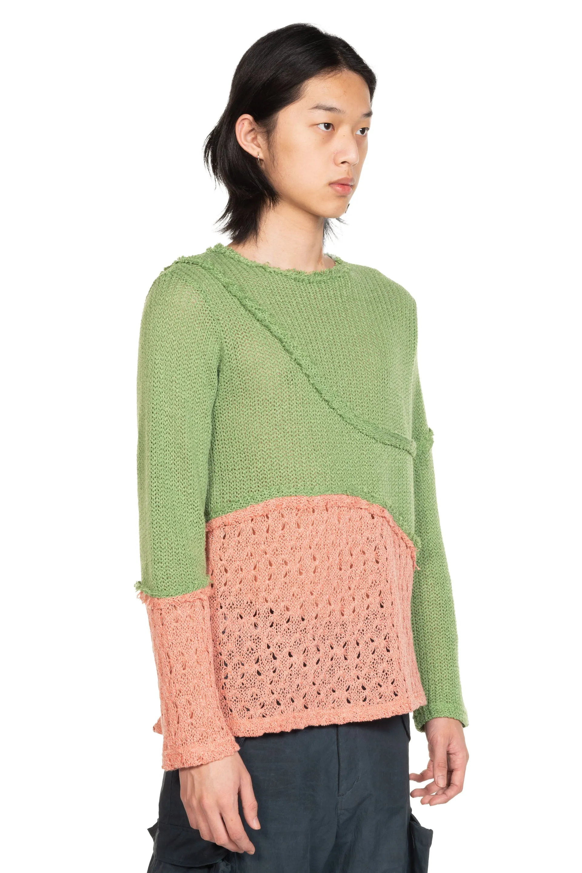 Contrast Panel Boatneck Sweater