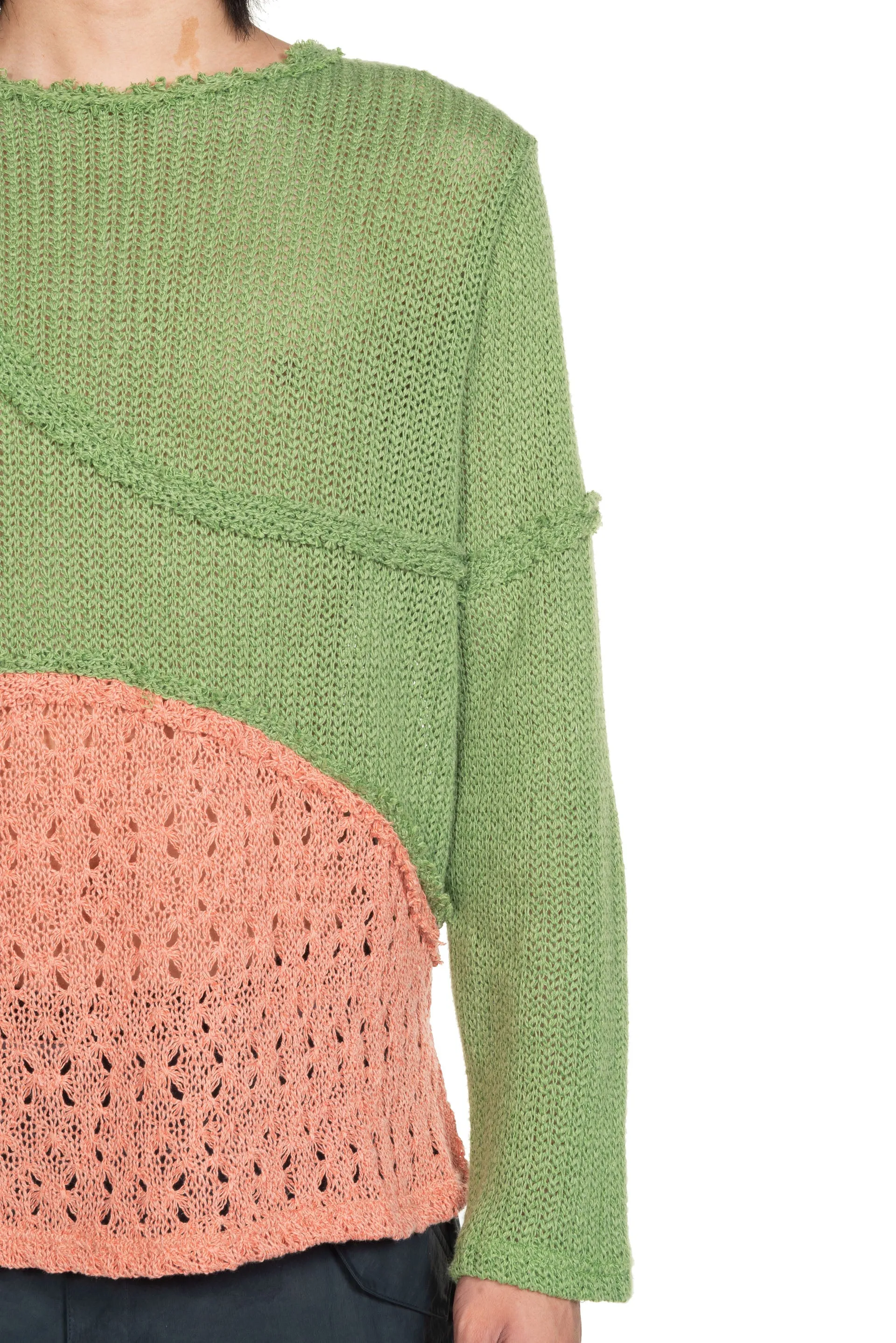 Contrast Panel Boatneck Sweater