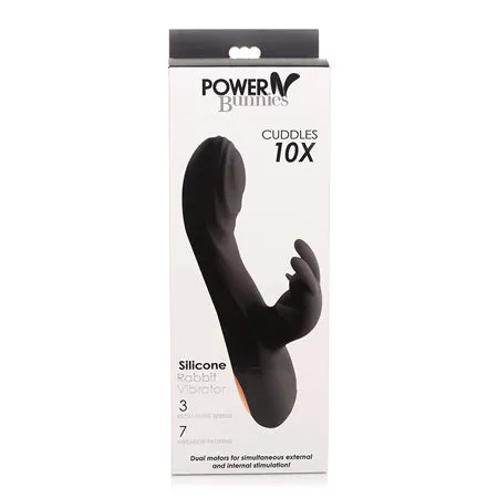 Curve Novelties Power Bunnies Cuddles 10x Silicone Rabbit Vibrator - Black