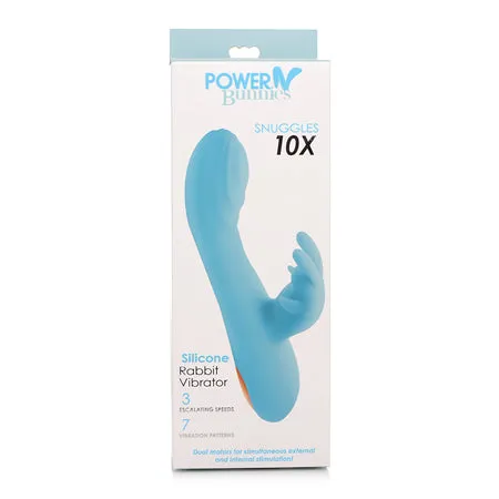 Curve Novelties Power Bunnies Snuggles 10x Silicone Rabbit Vibrator - Blue