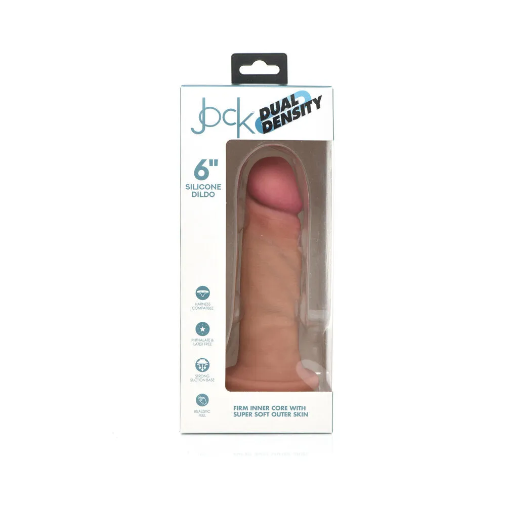 Curve Toys Jock Dual Density 6 in. Silicone Dildo with Suction Cup Light