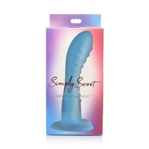 Curve Toys Simply Sweet 7' Ribbed Silicone Dildo - Blue