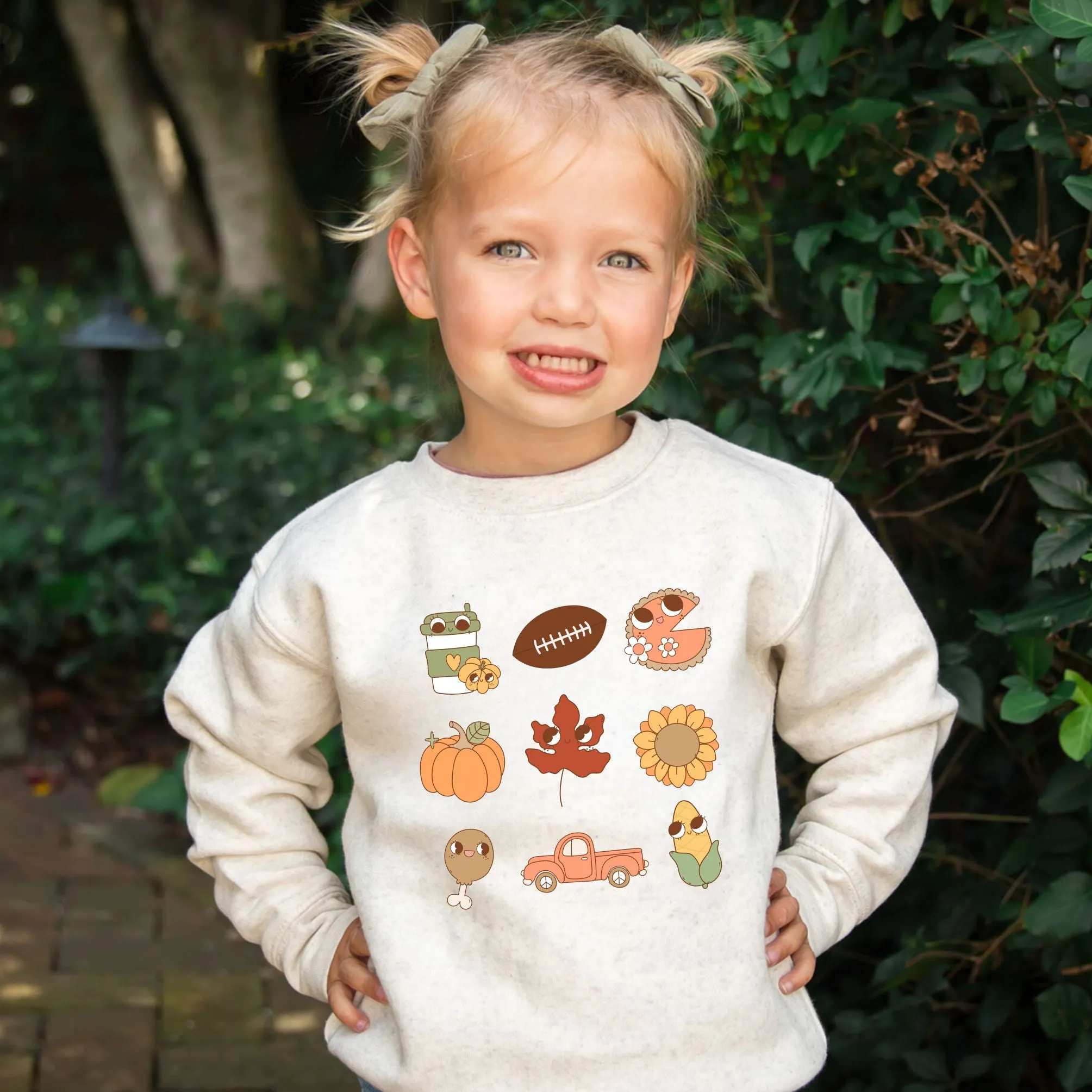 Cute Fall Icons Toddler Crewneck Sweatshirt