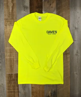 Dave’s New York Work Logo Long Sleeve T-Shirt - Bright Lime