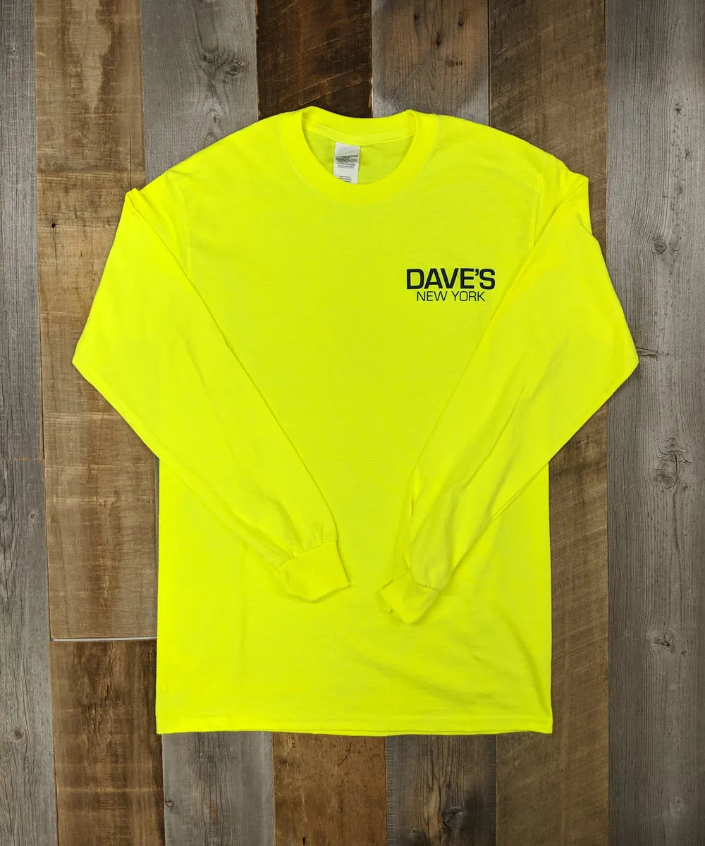 Dave’s New York Work Logo Long Sleeve T-Shirt - Bright Lime