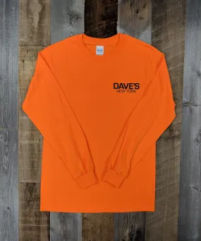 Dave’s New York Work Logo Long Sleeve T-Shirt - Bright Orange