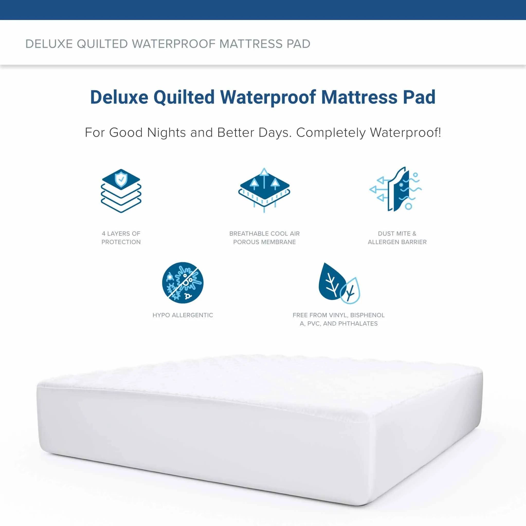 Deluxe Microfiber Waterproof Mattress Pad