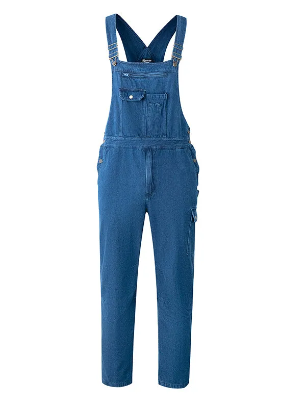 Denim Bib Overalls for Men Relaxed Fit Work Jeans Workwear