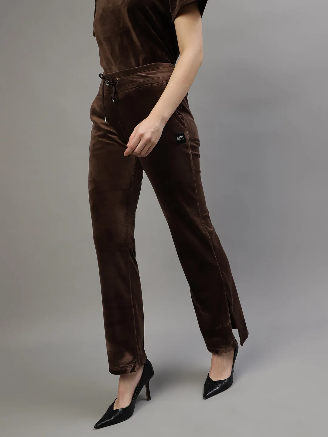 Dkny Women Brown Solid Loose Fit Sweatpants