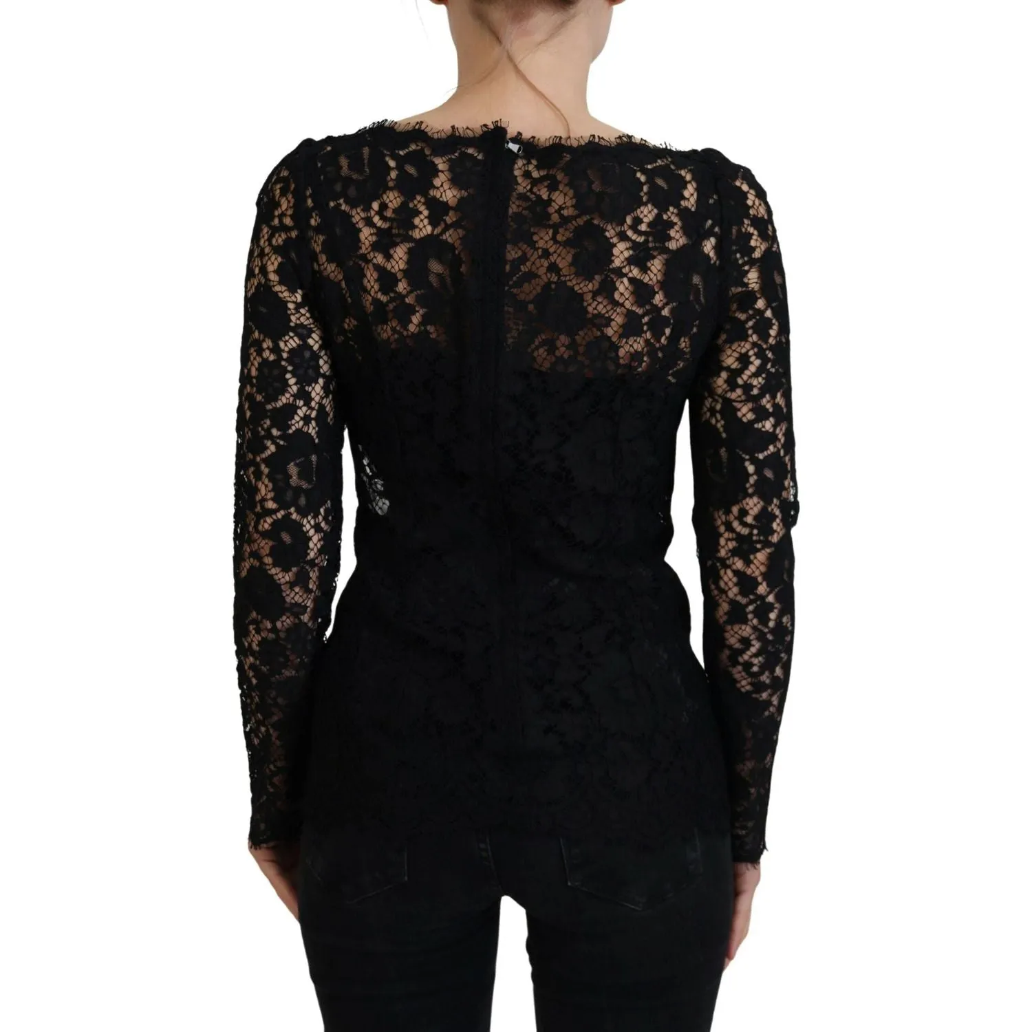 Dolce & Gabbana Elegant Floral Lace Long Sleeve Top