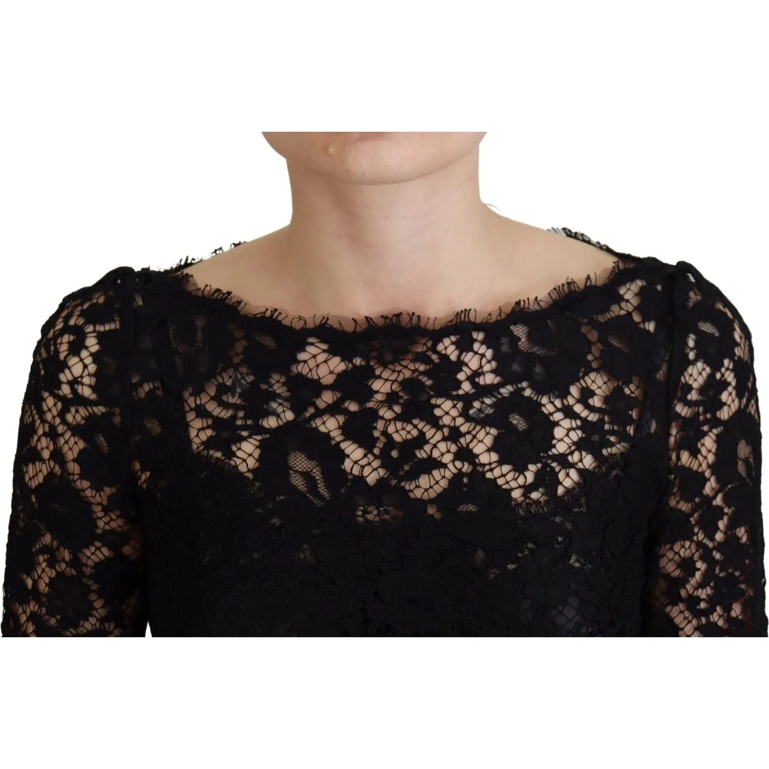 Dolce & Gabbana Elegant Floral Lace Long Sleeve Top