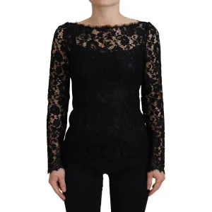 Dolce & Gabbana Elegant Floral Lace Long Sleeve Top